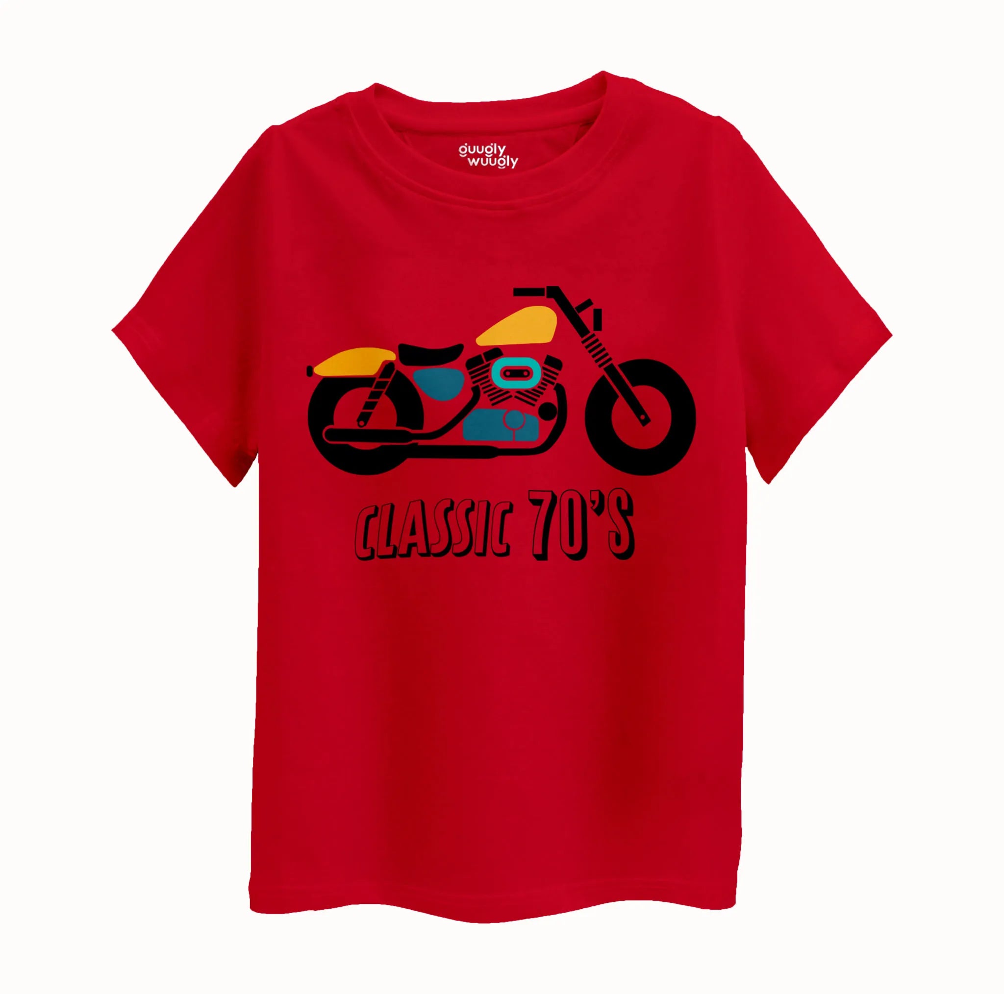 Boys Red T Shirt Classic 70 s Bike Guugly Wuugly
