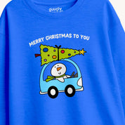 Boys Toddler Merry Christmas Classic Blue Long Sleeves Tshirt