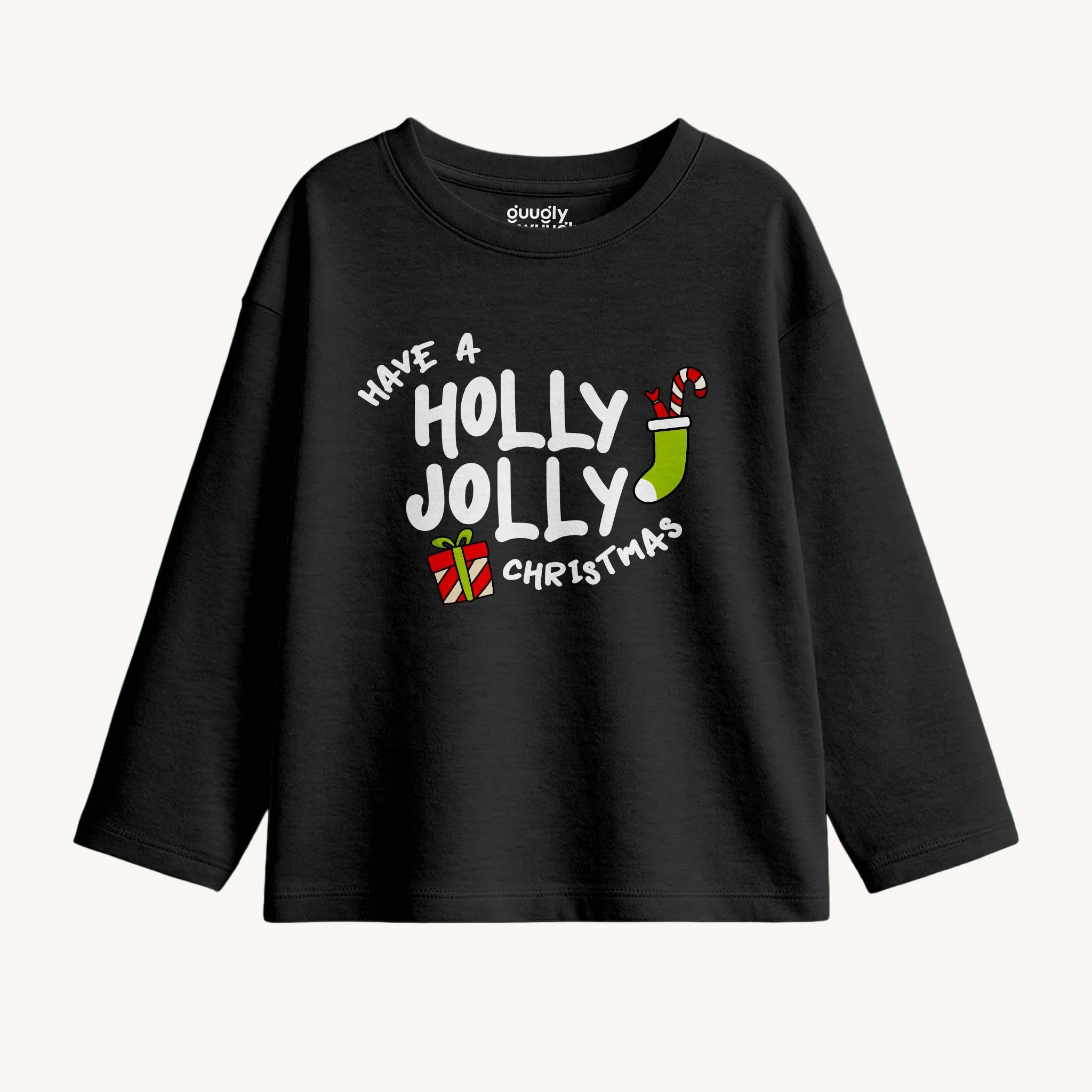 Boys Toddler Holly Jolly Black Long Sleeves Tshirt