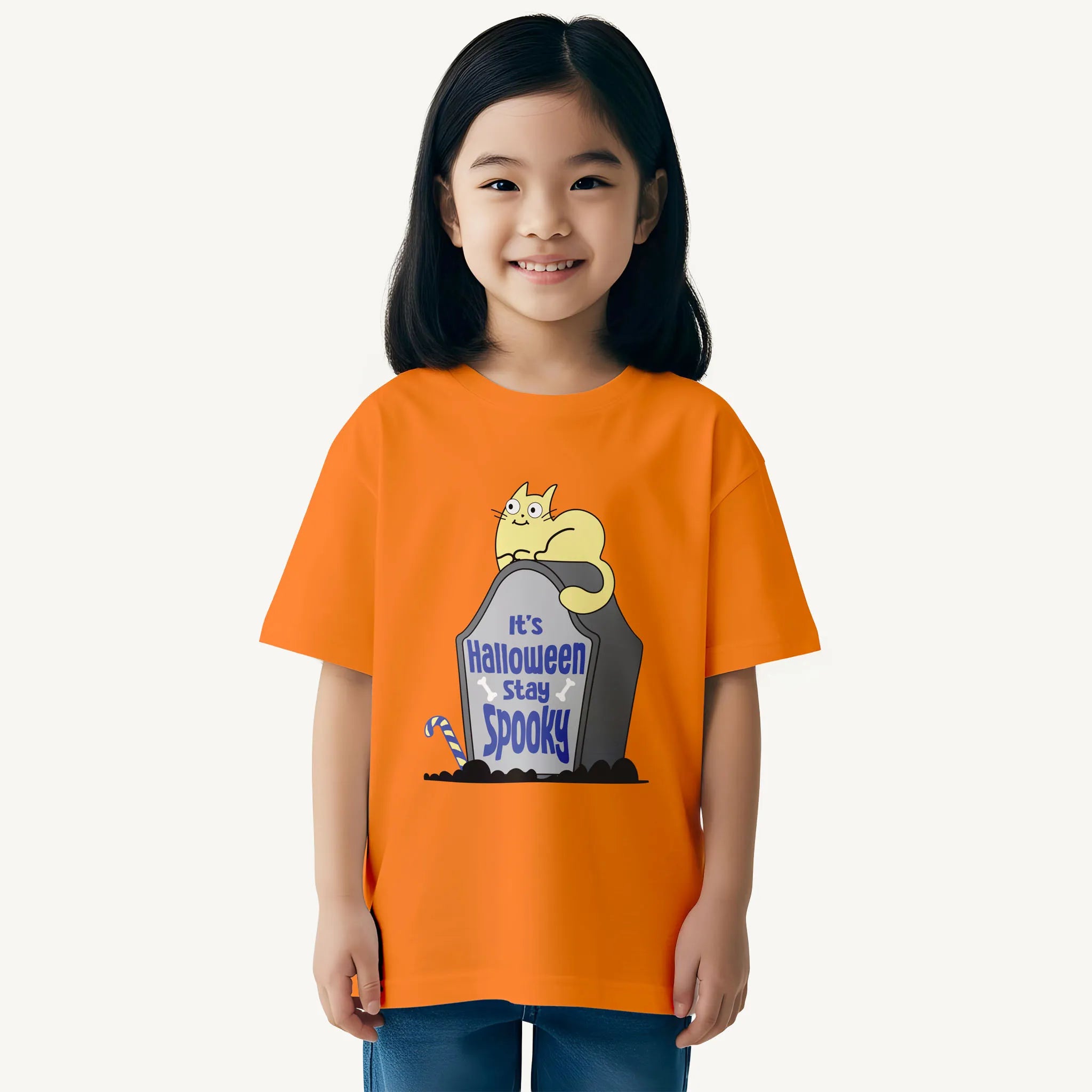 BYOB Girls Orange Spooky Tshirt