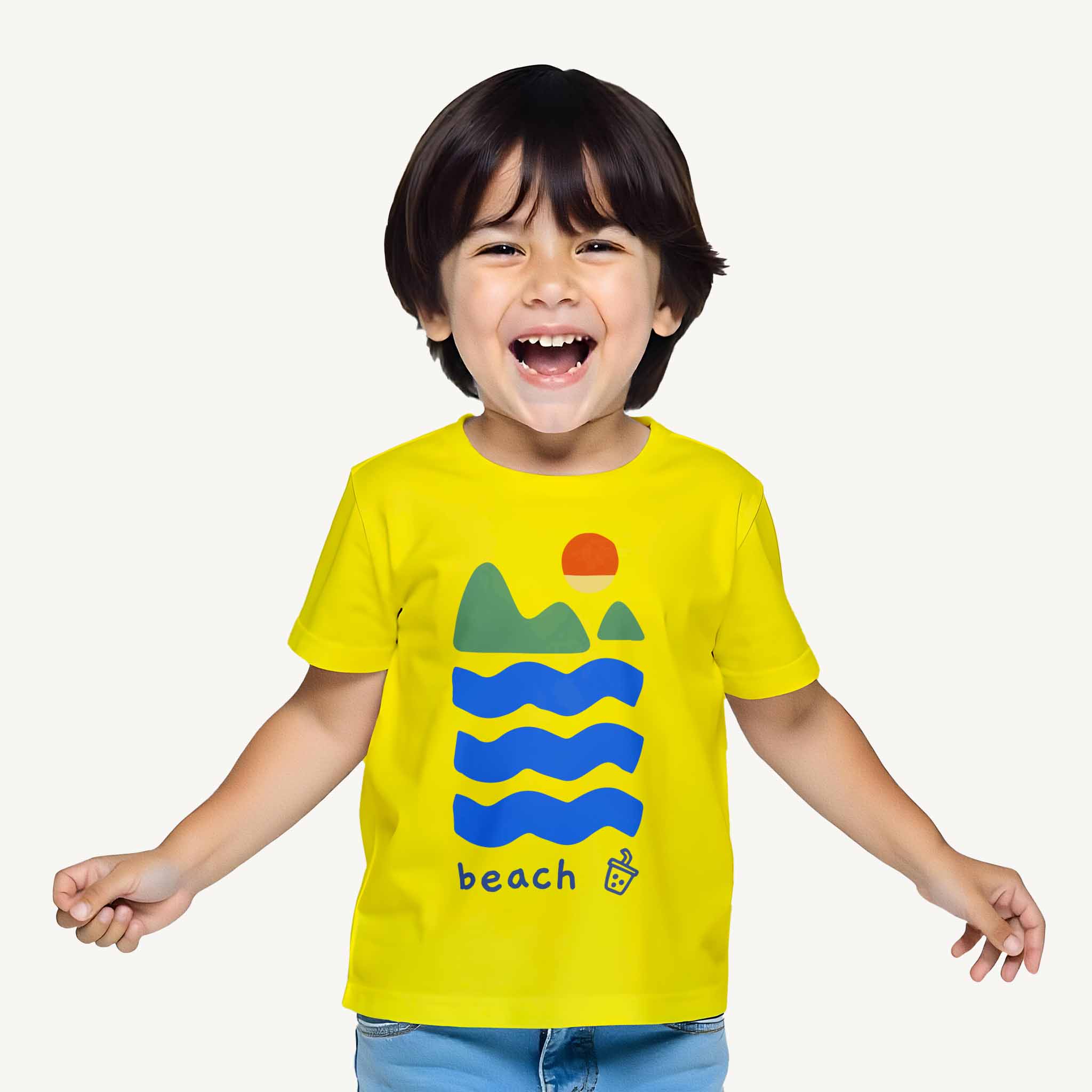 Boys-Blue-Beach-Yellow-Tshirt-Model