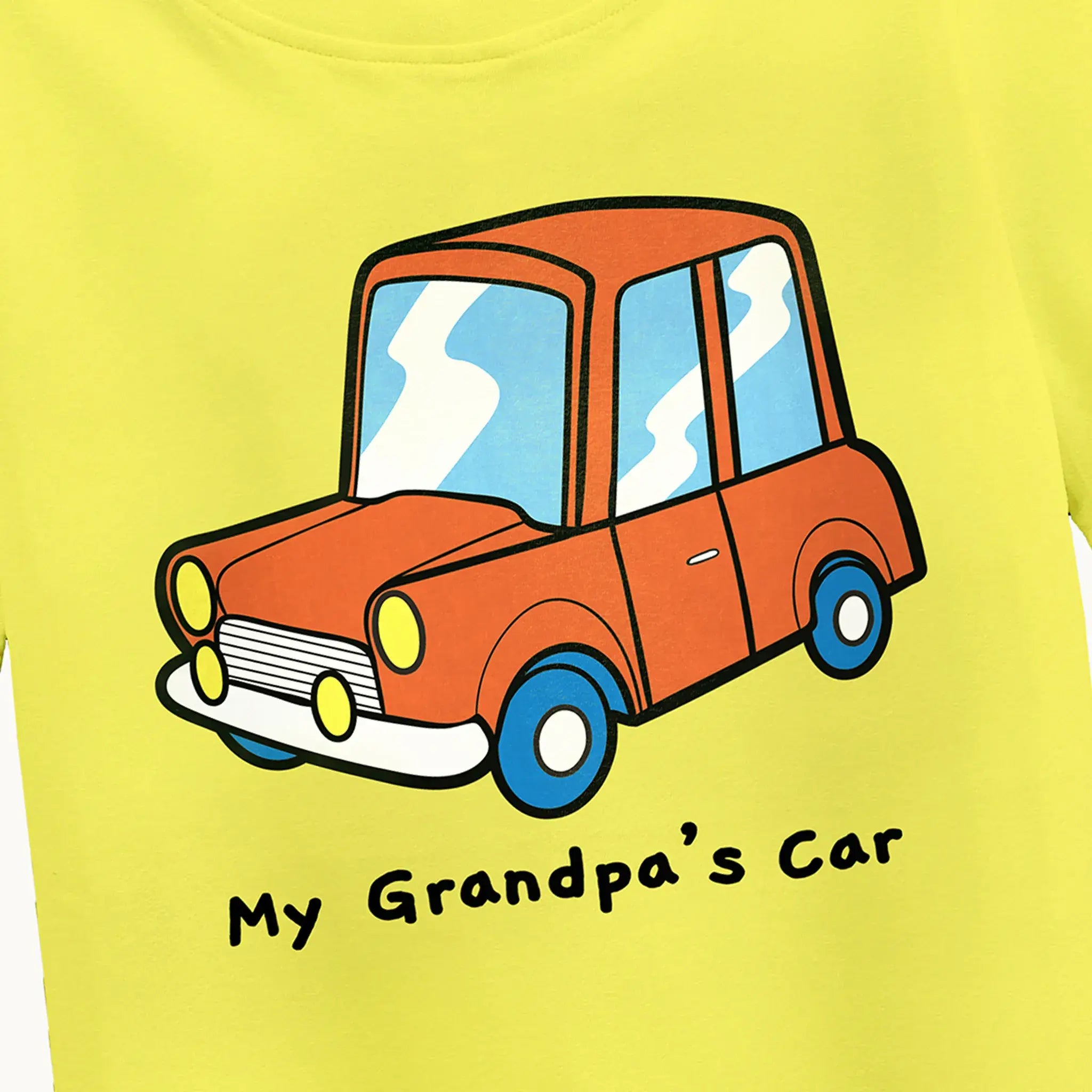Boys-yellow-grandpa's-car-tshirt-close