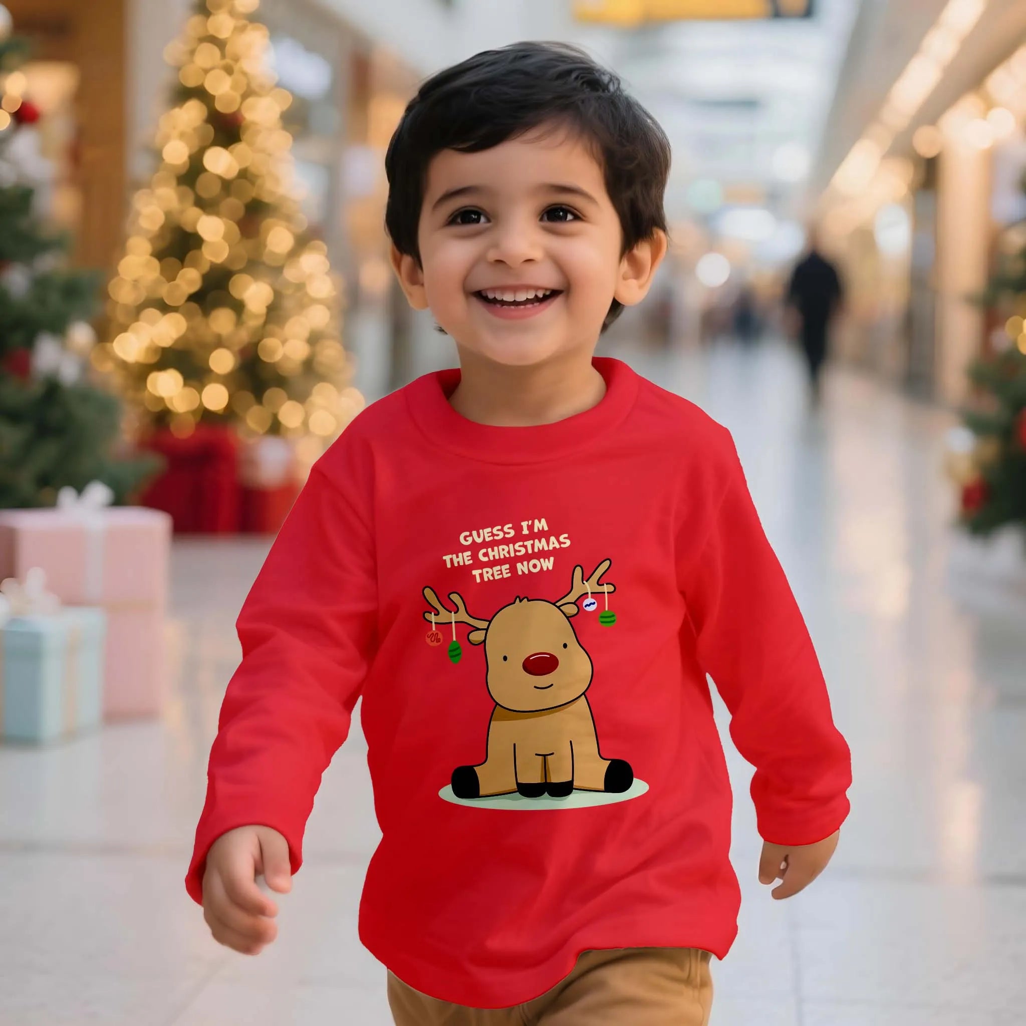 Boys Toddler Christmas Deer Red Long Sleeves Tshirt