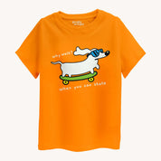 Dog_on_skate_Orange_Boys-T_shirt