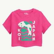 Pink t-shirt with Koi fish design and 'Japan' text on a white background