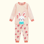 Children's pajama set with a bunny design on a white background