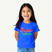 Girls-Super-ever-mom-ClassicBlue-Tshirt-Model