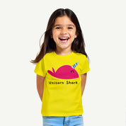 Girls-Unicorn-Shark-yellow-Tshirt-Model
