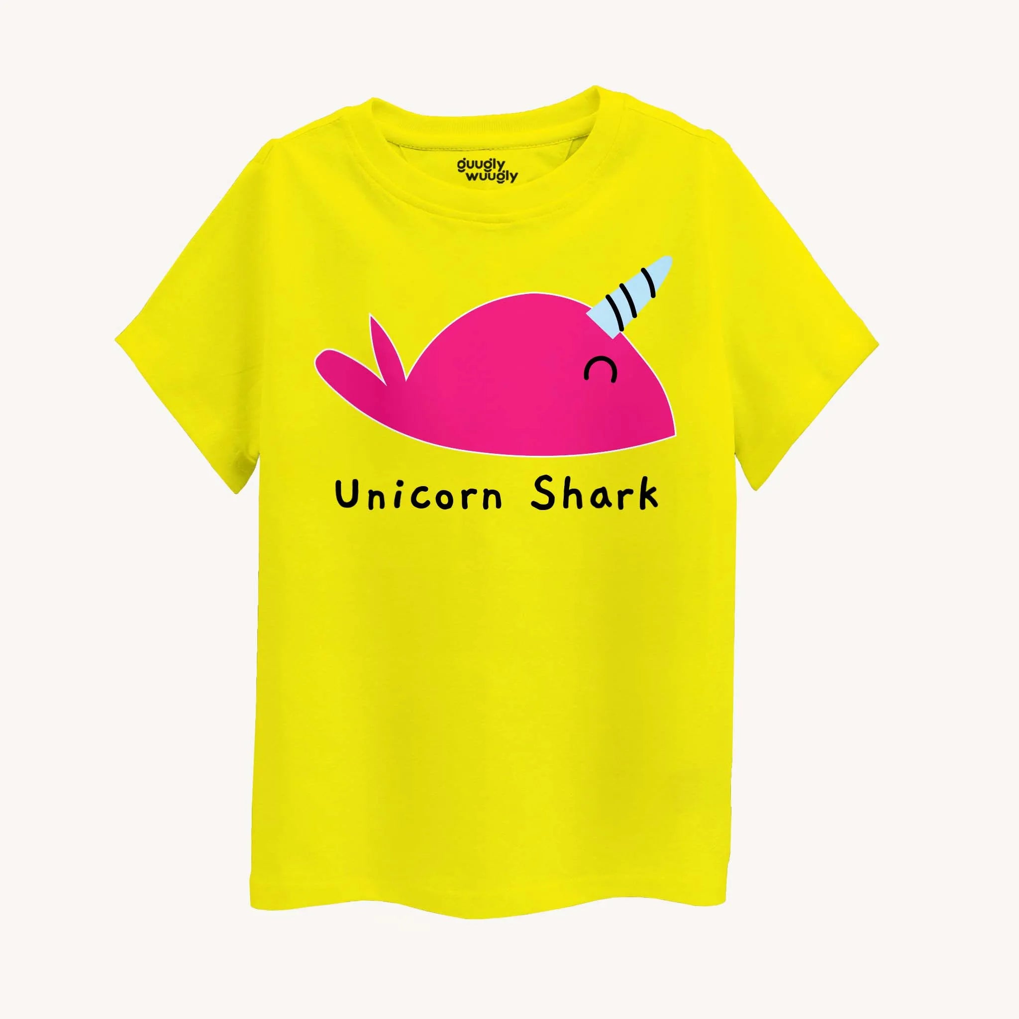 Girls-Unicorn-Shark-yellow-Tshirt