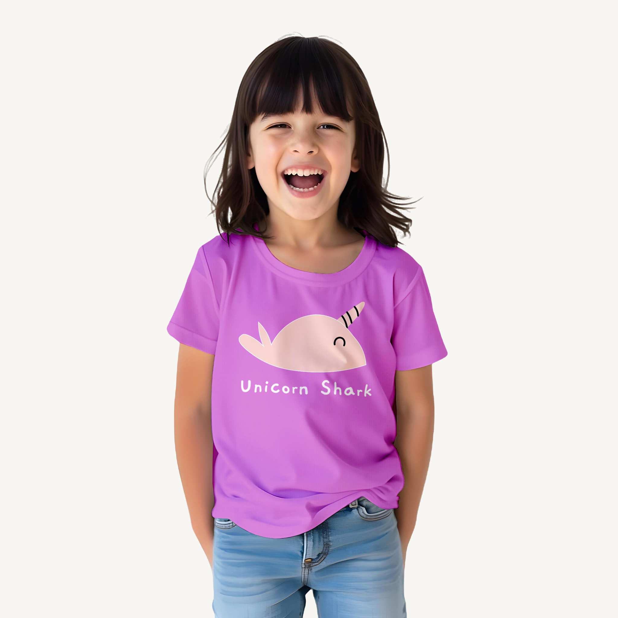 Girls-unicorn-shark-Lavender-t-shirt