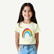 Girls_Off_White_Rainbow_CropTop_Model