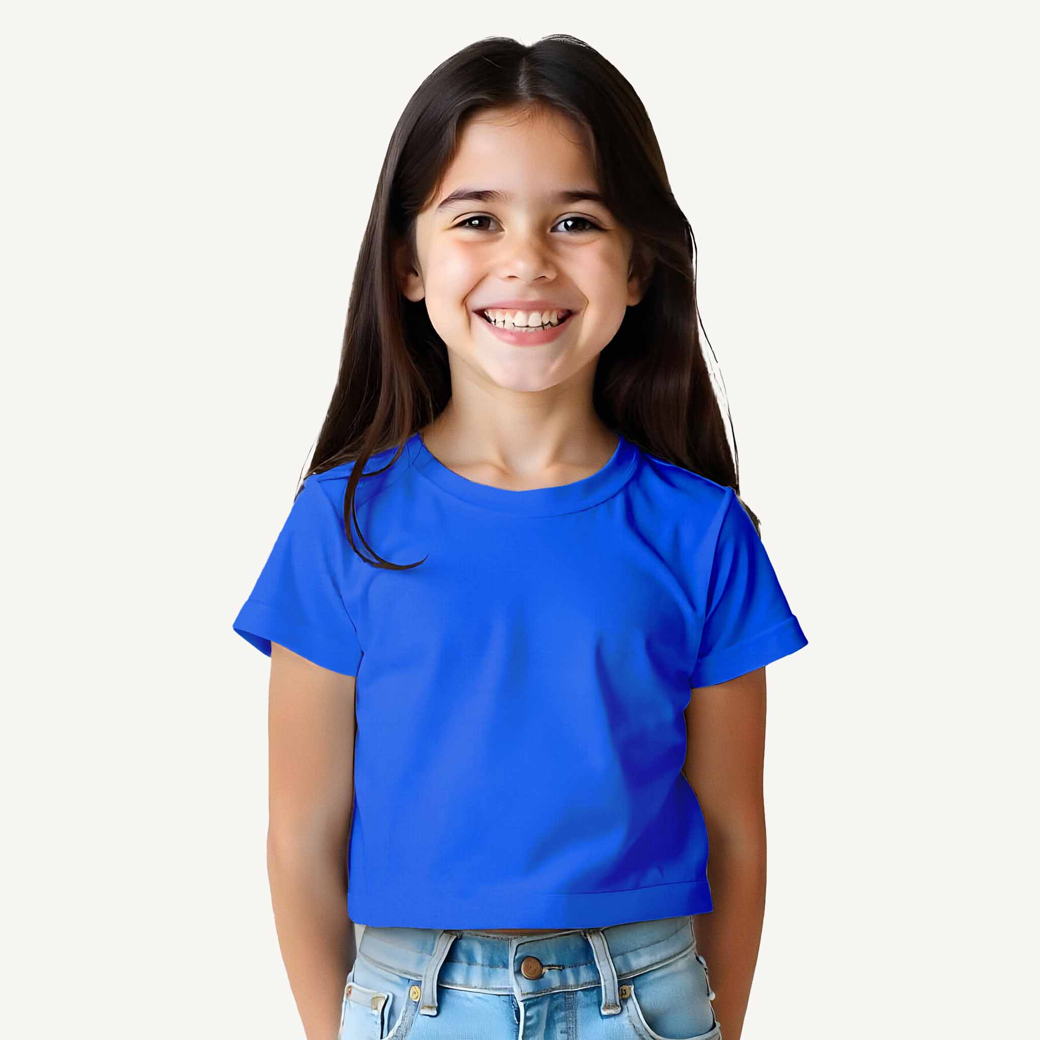 Girls_Solid_Classic_Blue_T_shirt_Model