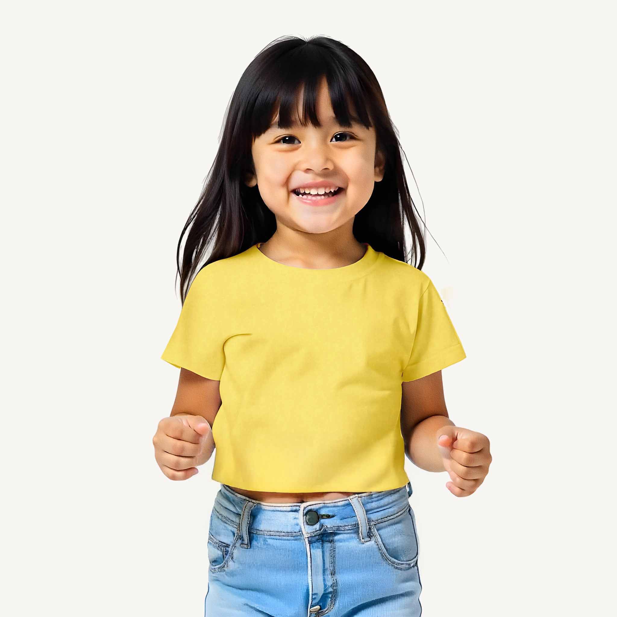 Girls_Solid_Lemon_CropTop_Model