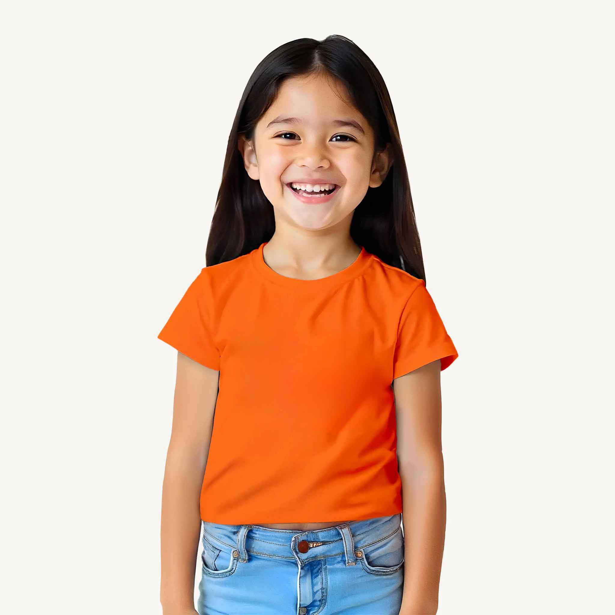 Girls_Solid_Orange_T_shirt_Model