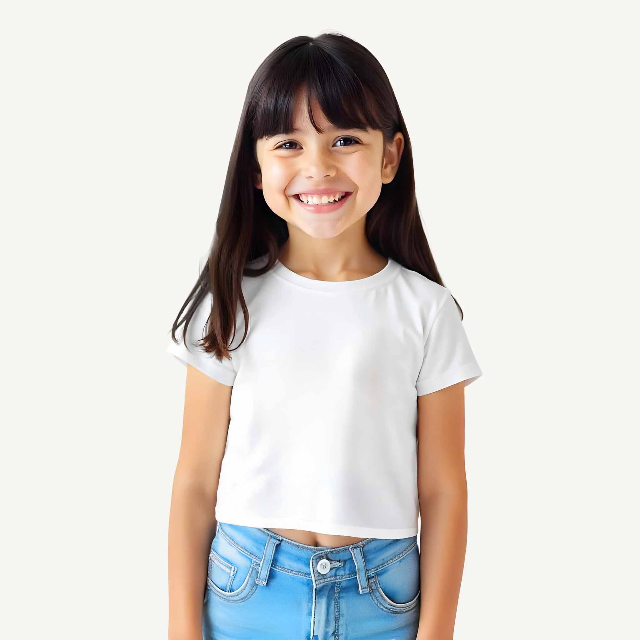 Girls_Solid_White_T_shirt_Model