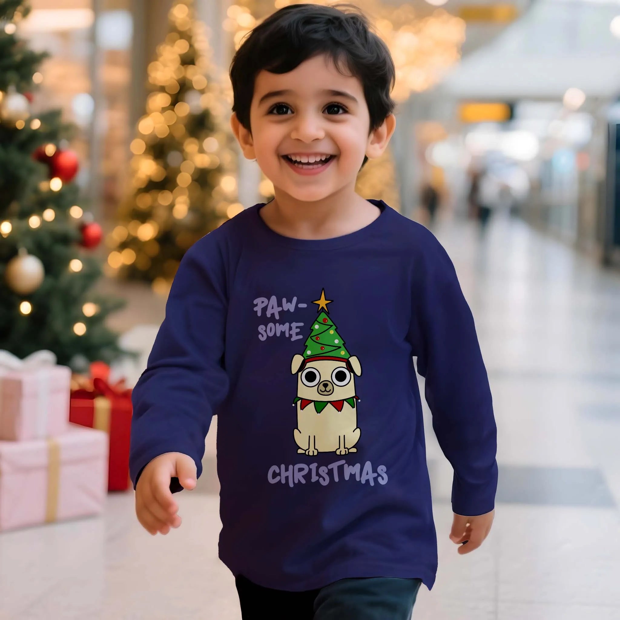 Boys Toddler Paw Some Navy Blue Long Sleeves Tshirt