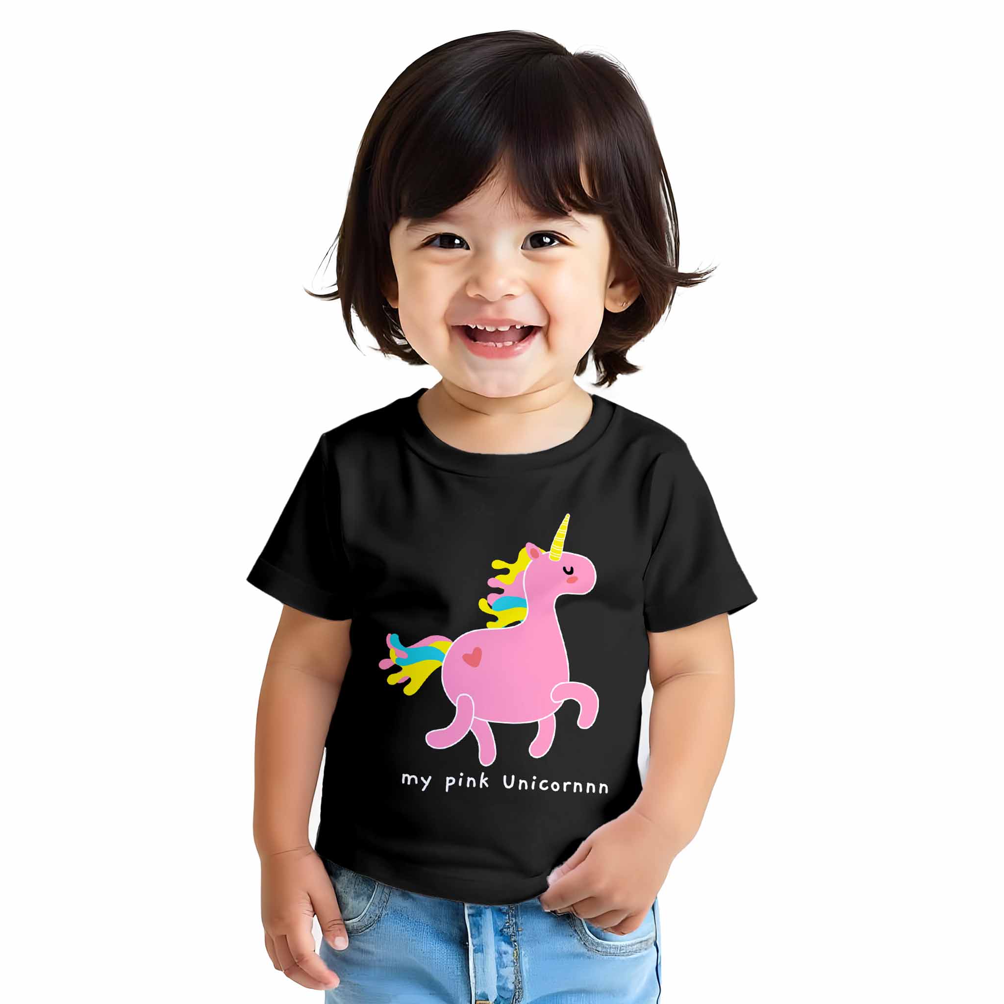 Toddler-Girl-My-Pink-Unicornn-Black-Tshirt-Model