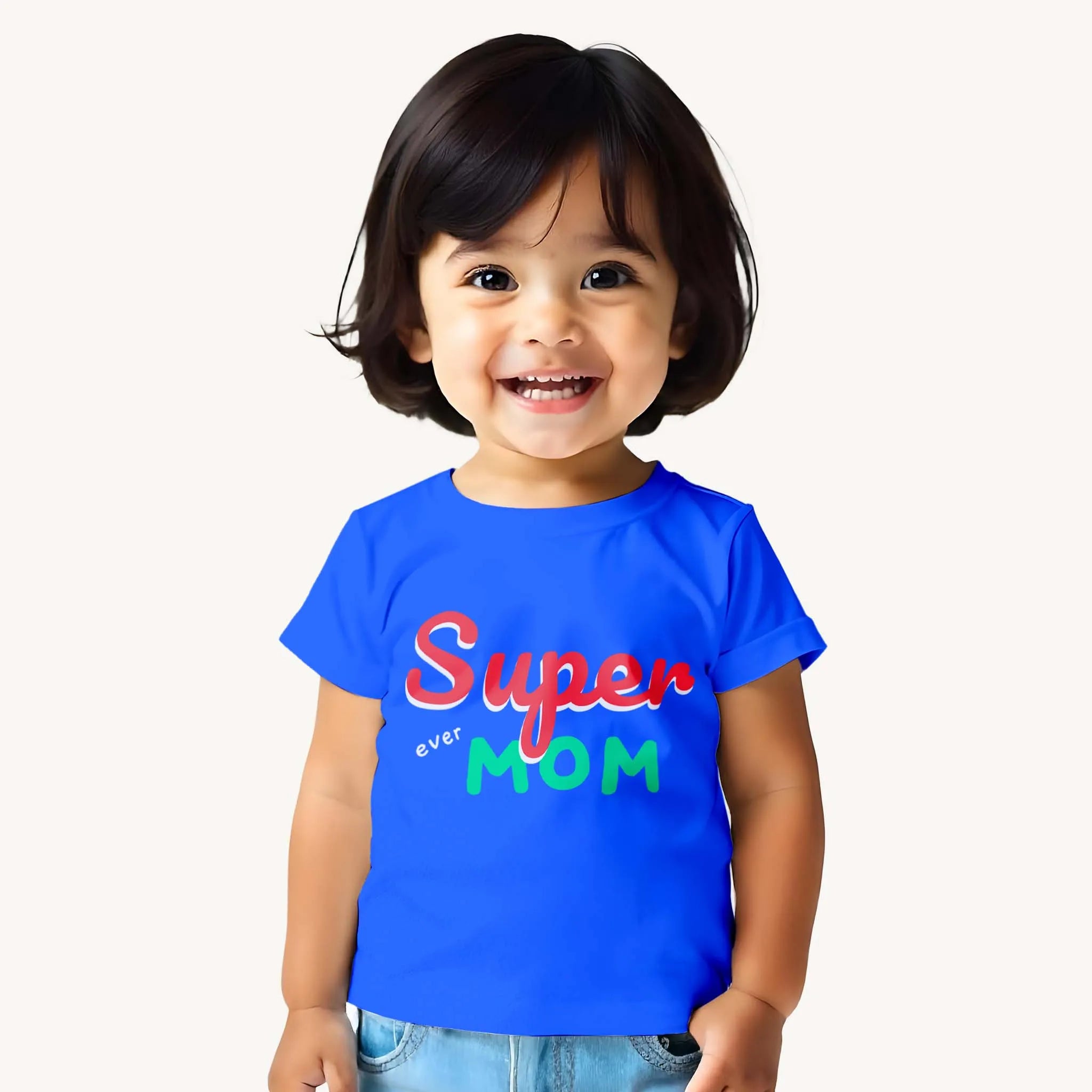 Toddler-Girls-Super-ever-mom-ClassicBlue-Tshirt-Model