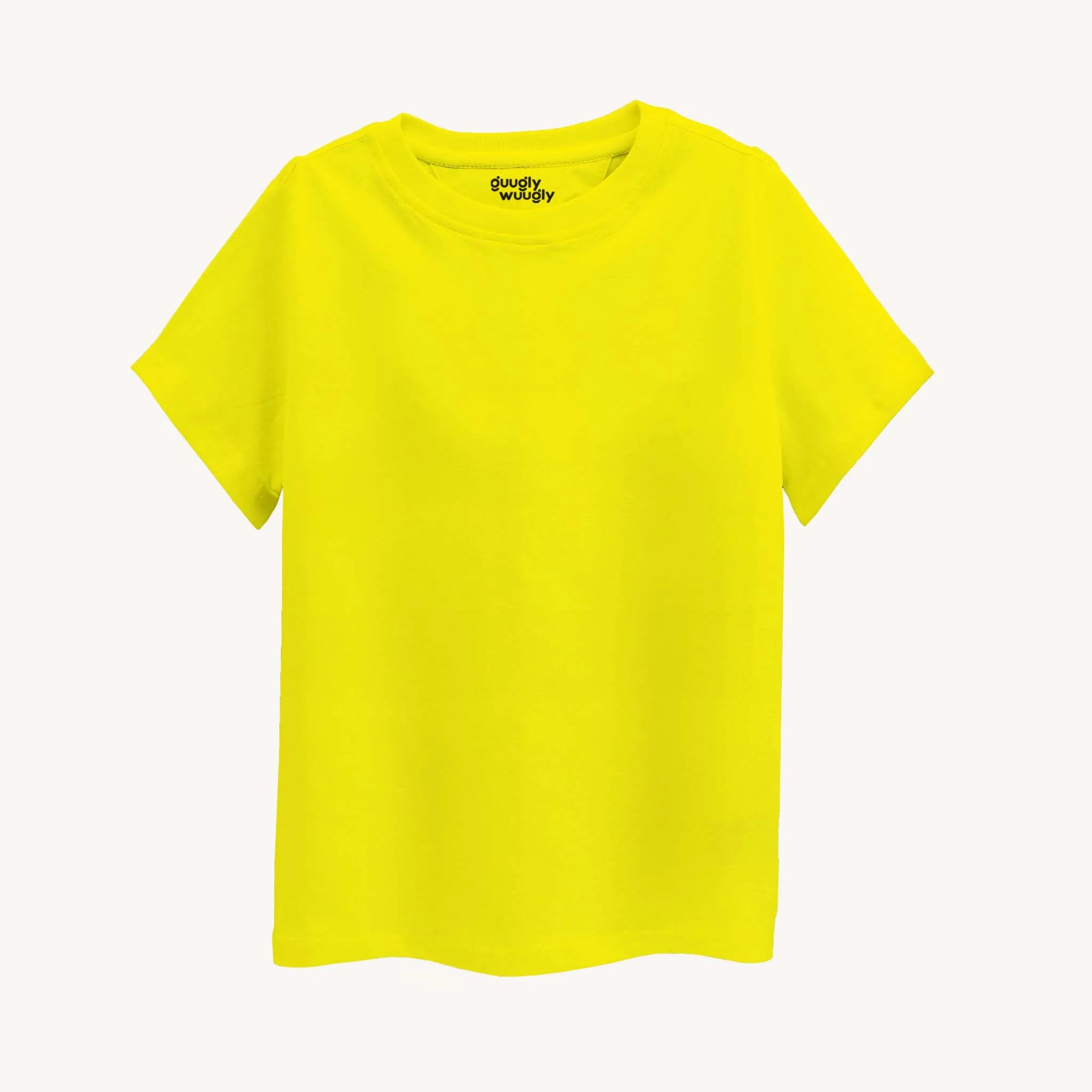 Unisex-Solid-Lemon-Yellow-Tshirt-Front