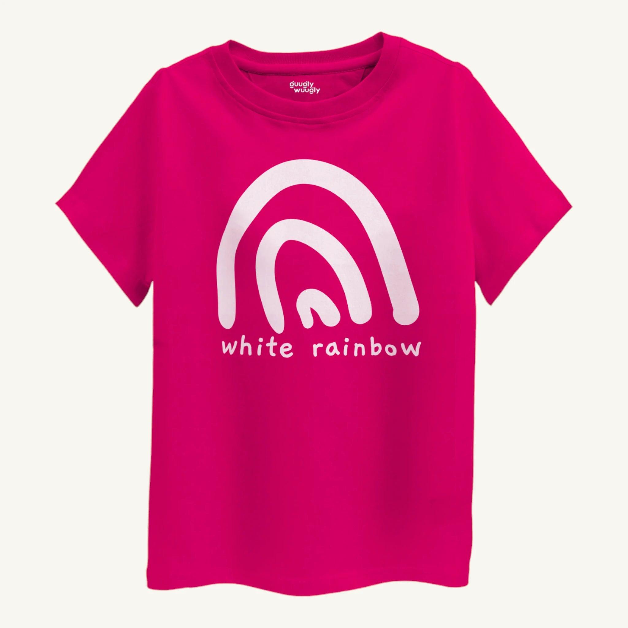 Girls White Rainbow T-shirt - Guugly Wuugly