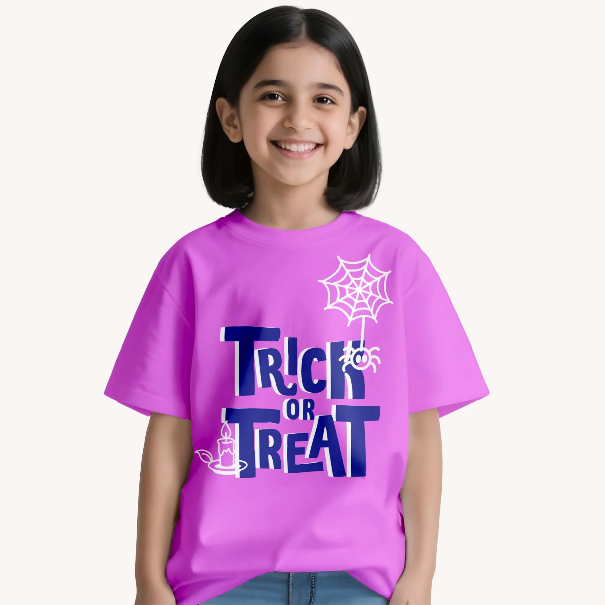 Girls Lavender Trick or Treat T-shirt