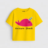 Girls Yellow MiniSoft Cotton Tee – Unicorn Shark