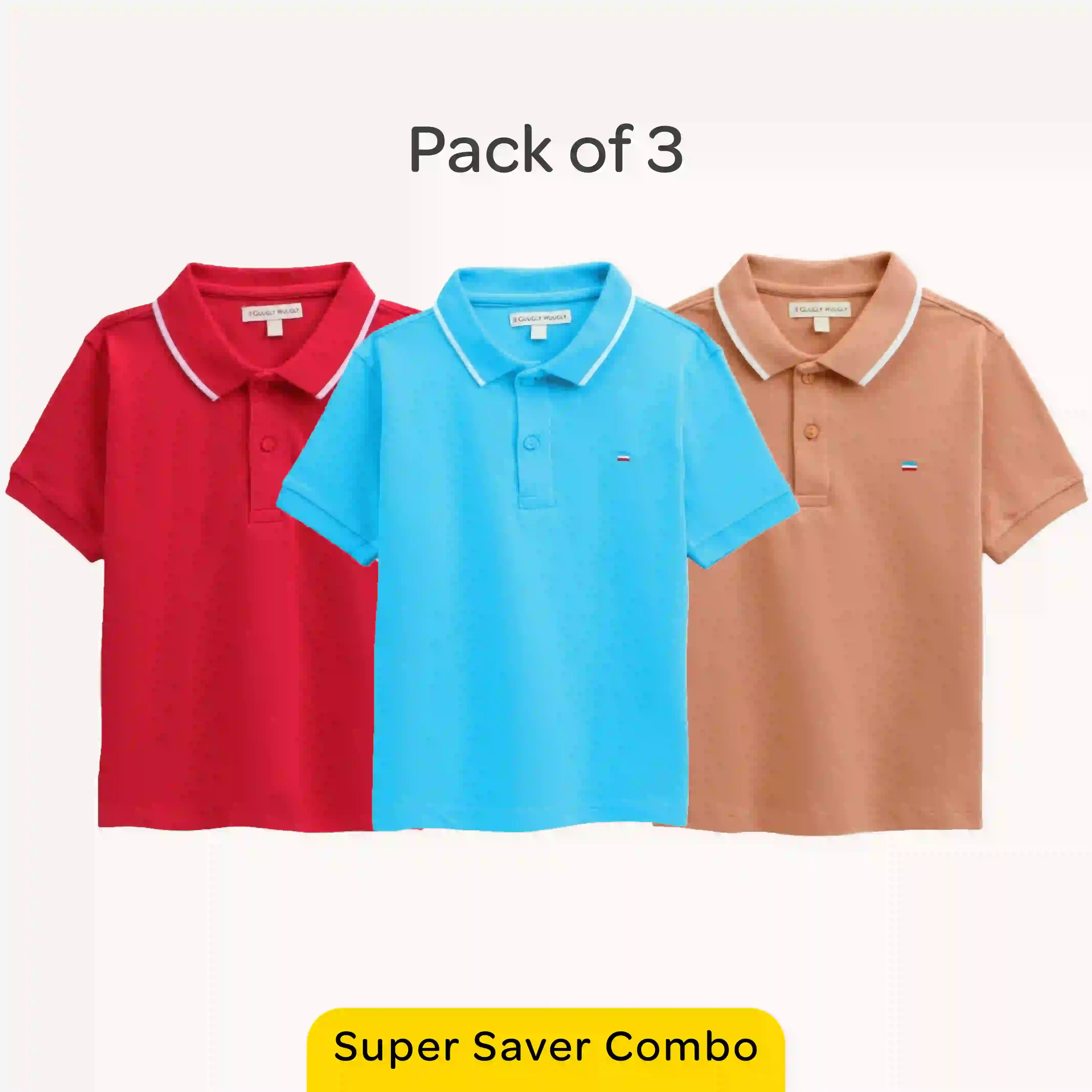 Kids-Pack Of 3 Solid Polos