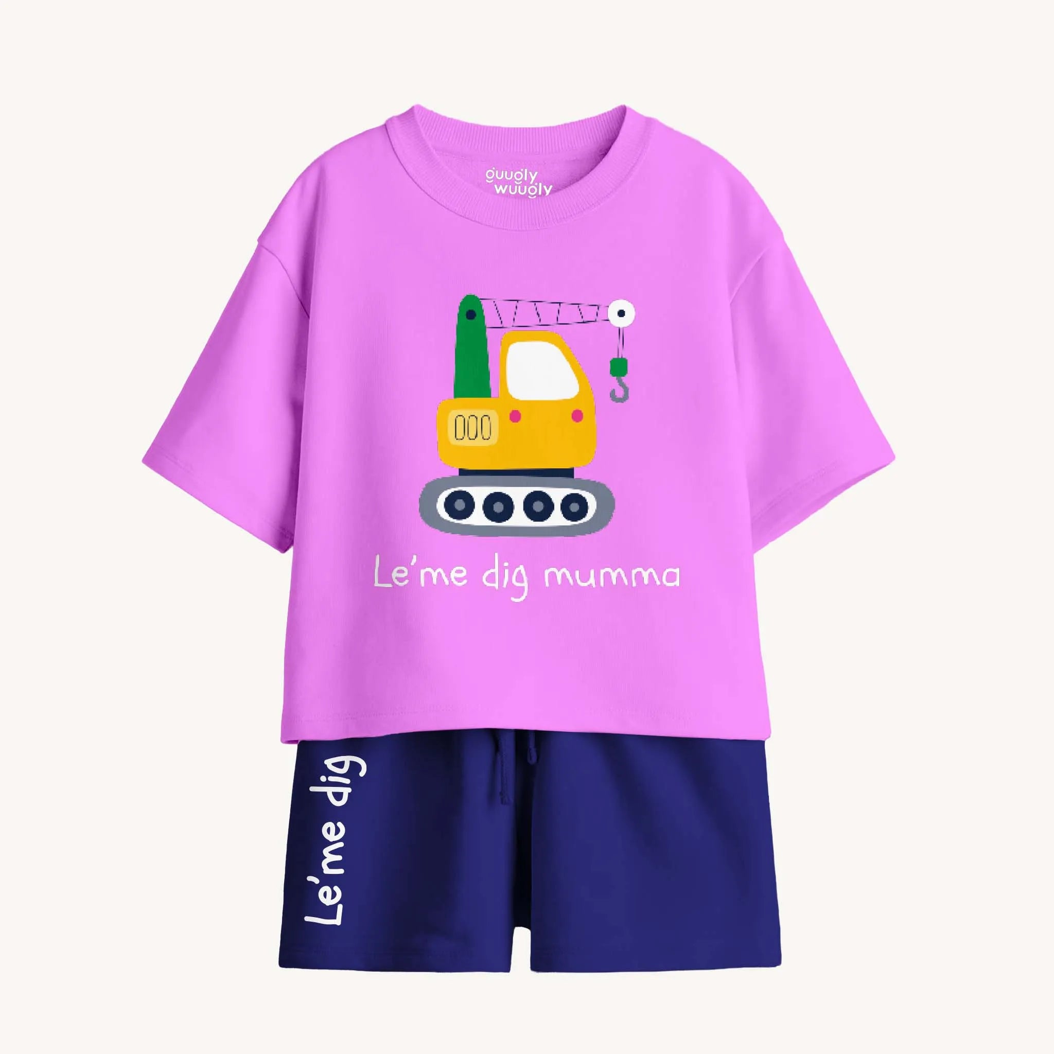 Boys Toddler Le'me Dig Mumma Lavender and Navy Blue Coord Set