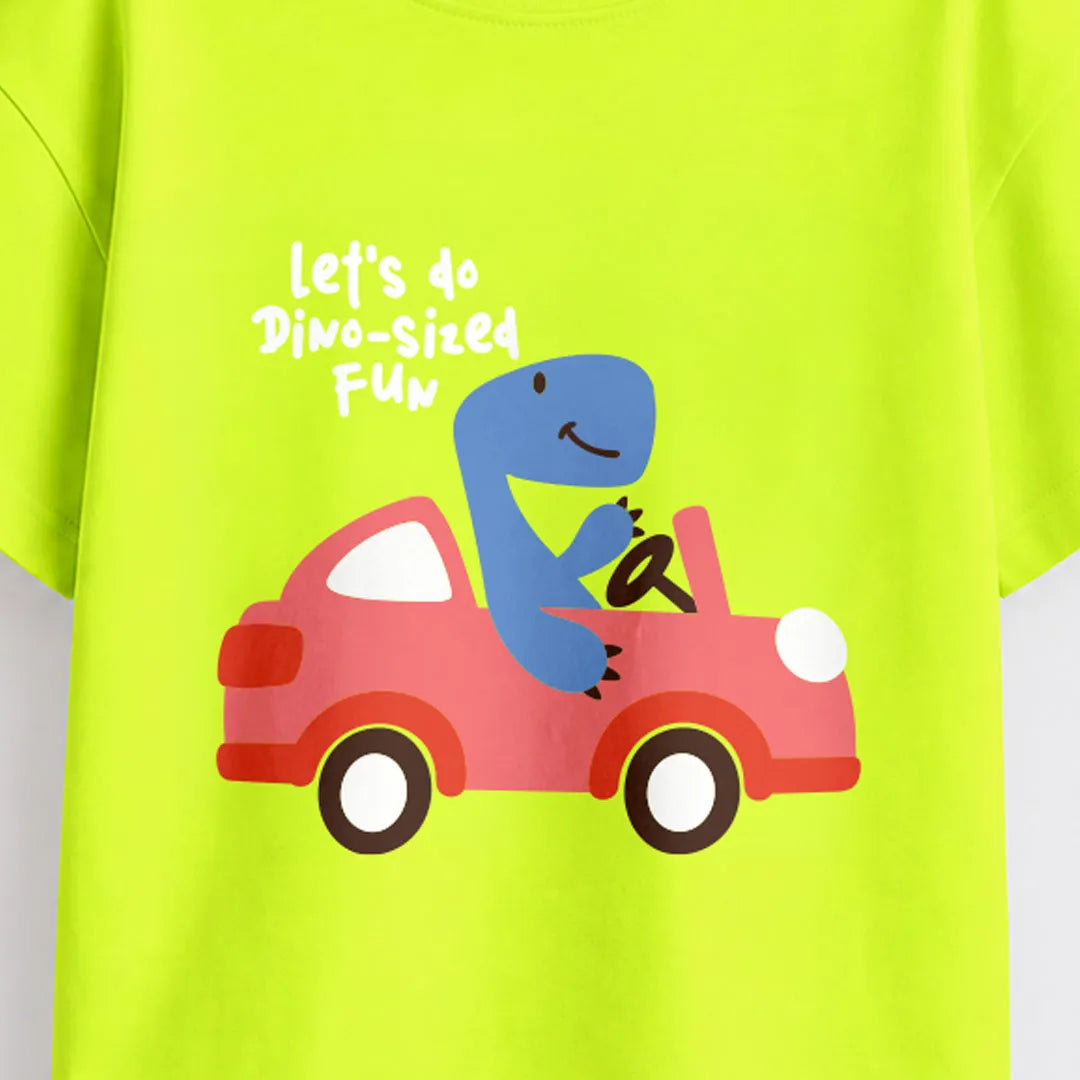 Boys Neon MiniSoft Cotton Tee – Dino Sized Fun