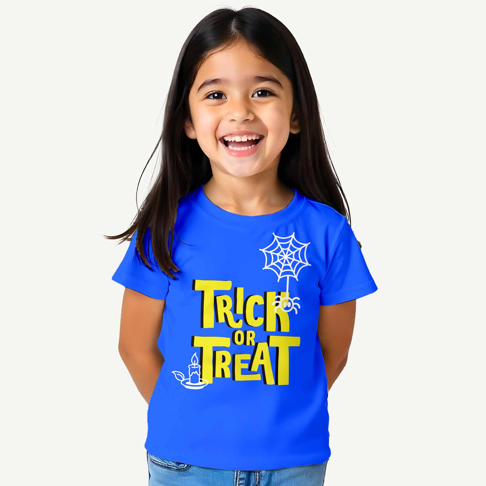 Girls Classic Blue Trick or Treat T-shirt