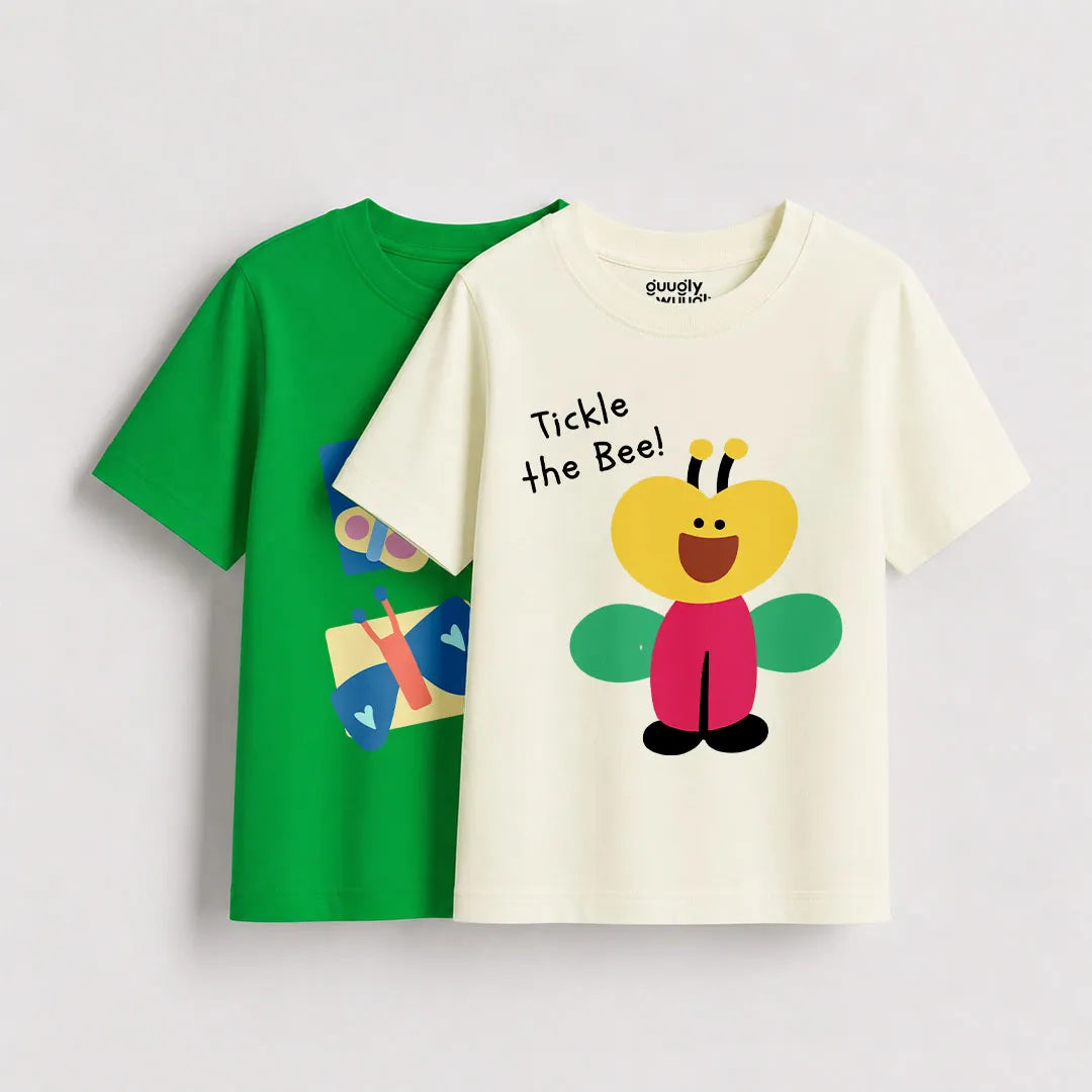 Girls pack of 2 printed cotton t-shirts | Guugly Wuugly