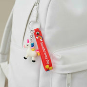 Kids Happy Unicorn Keychain Red