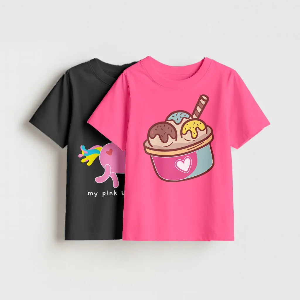 Girls-Pack Of 2 Minisoft Cotton Tees