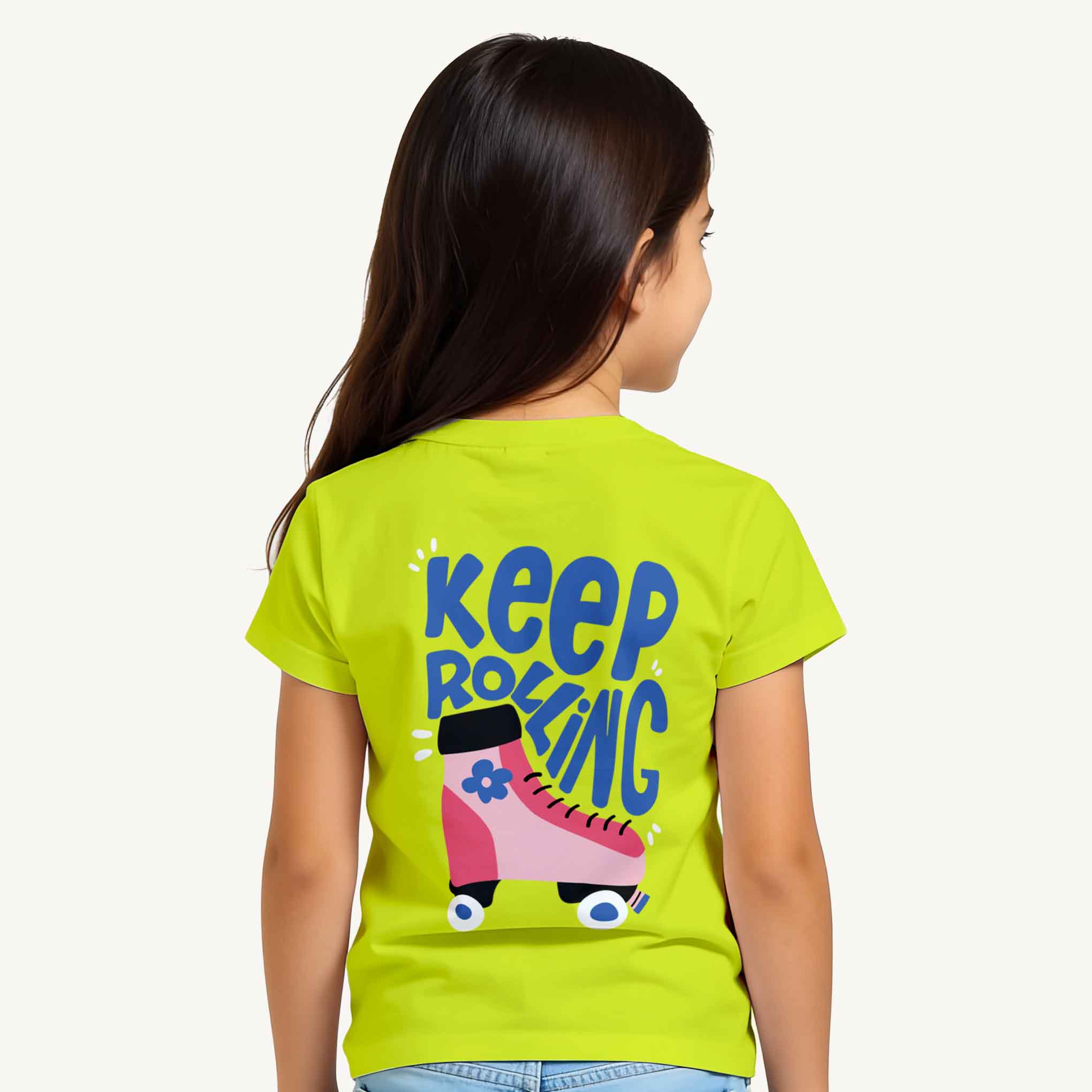 MiniSoft Cotton Tee –  Keep Rolling  Neon