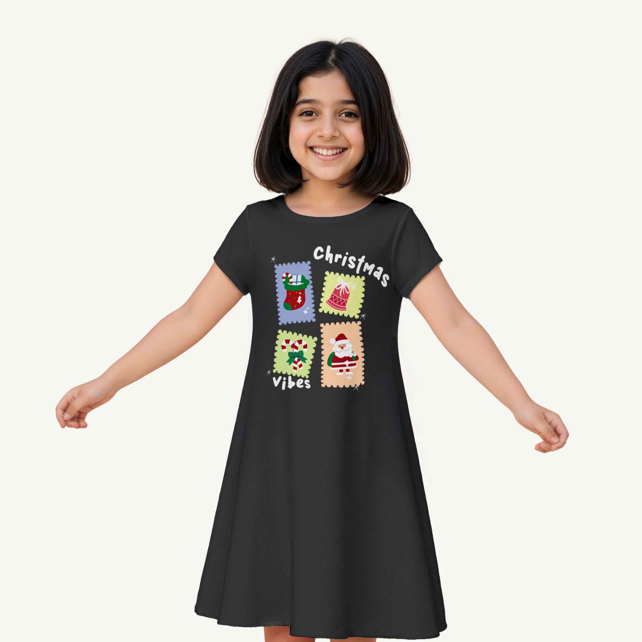 FlowSoft Cotton A-Line Dress - Christmas Vibes