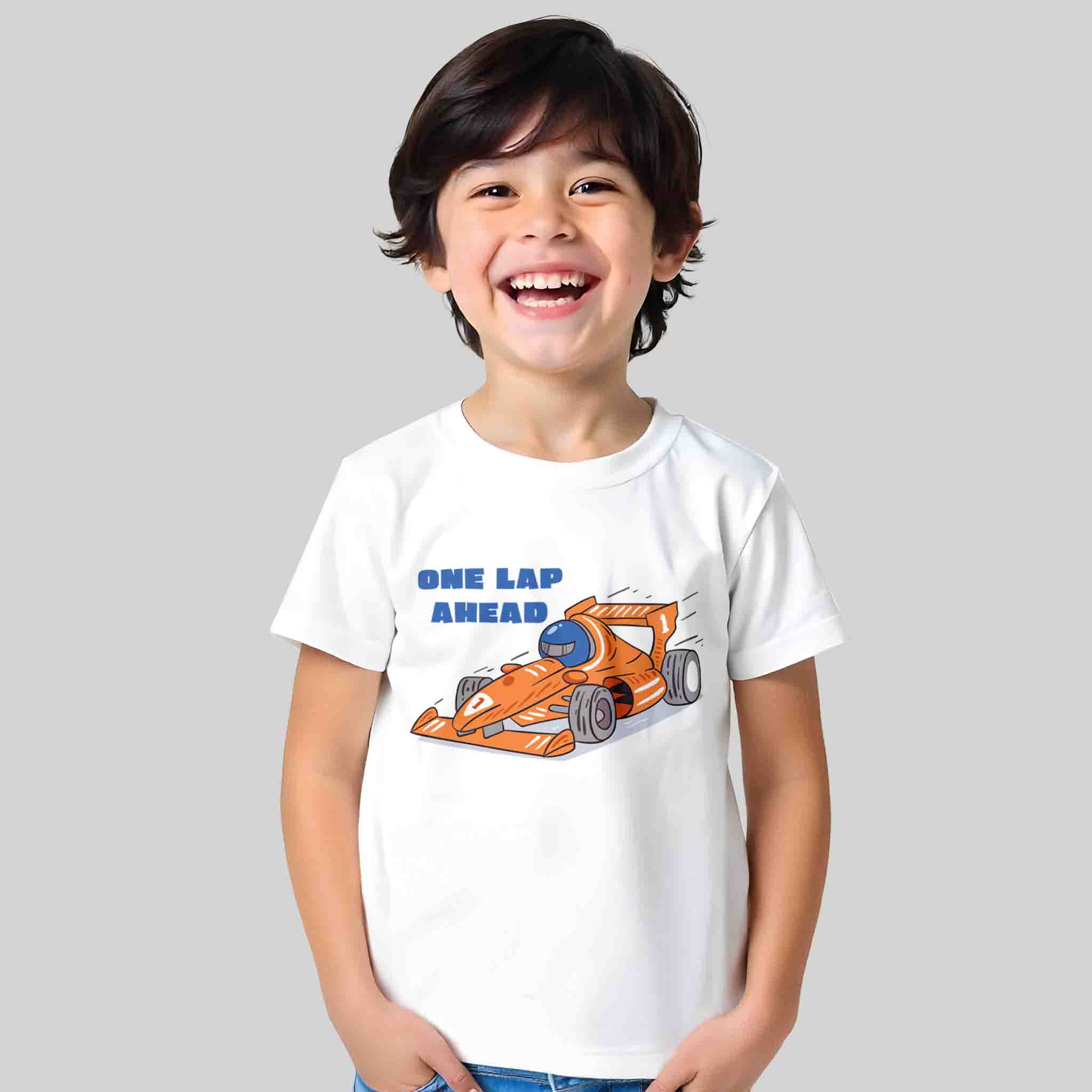 Boy wearing One Lap printed cotton t-shirt | Guugly Wuugly