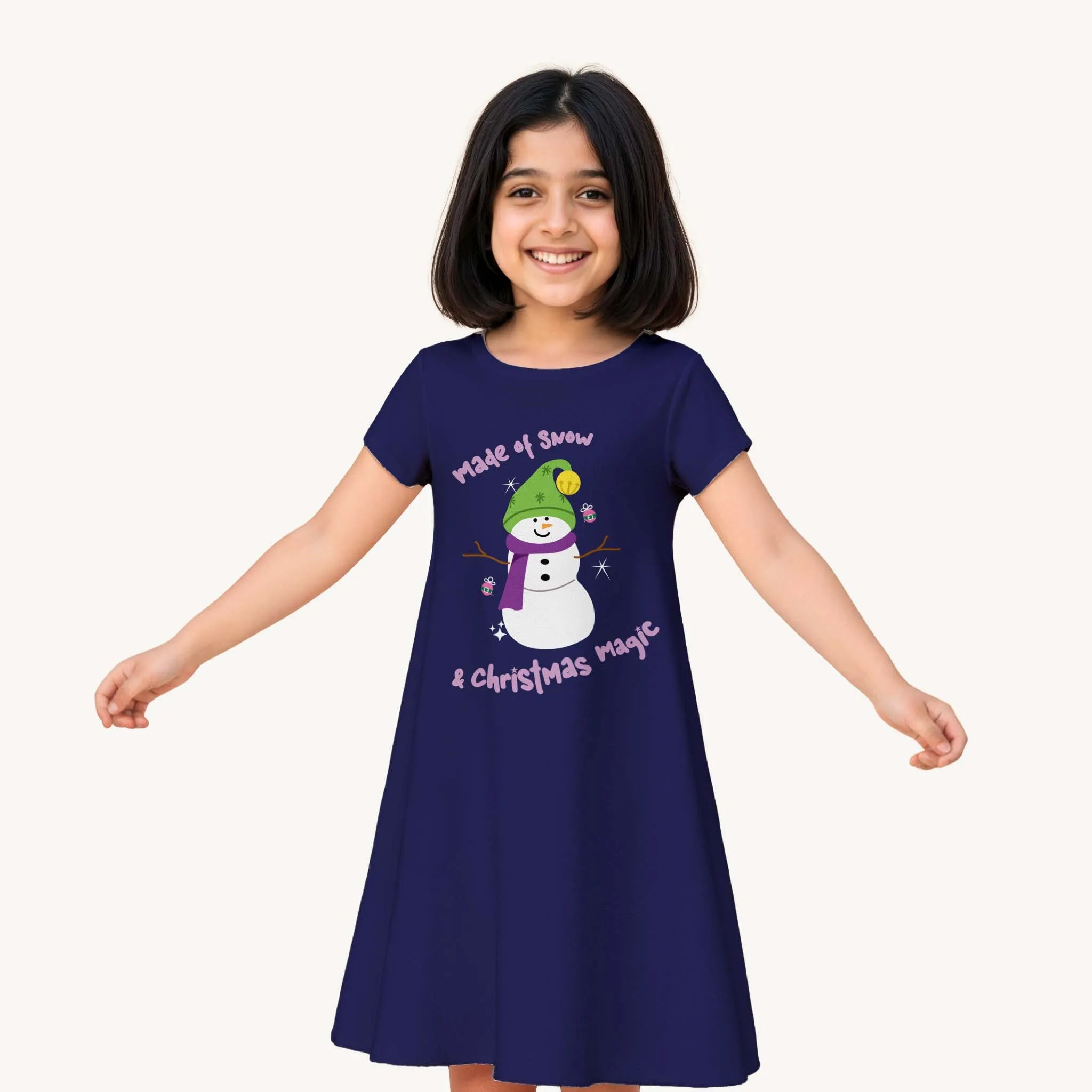 FlowSoft Cotton A-Line Dress - Snow Magic