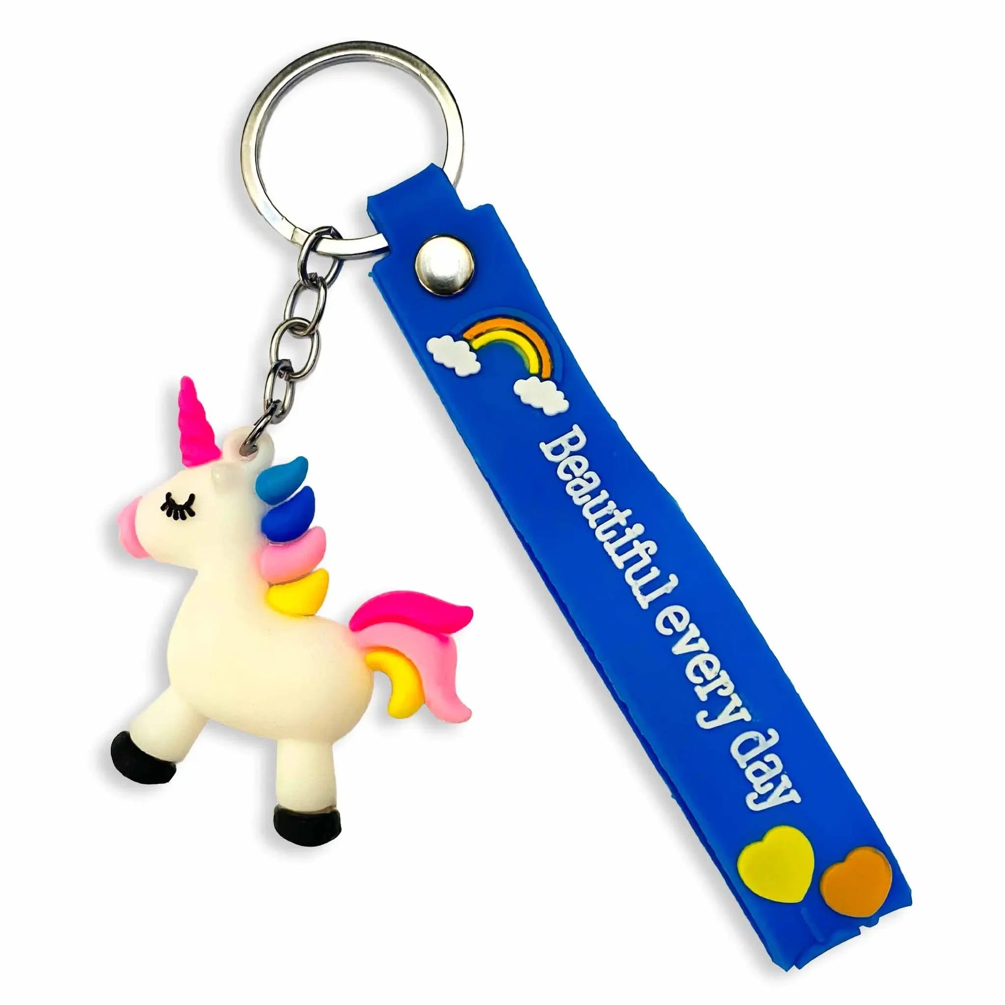 Kids Happy Unicorn Keychain Blue