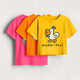 Girls - Pack Of 3 Minisoft Cotton Tees/Crop-Tops