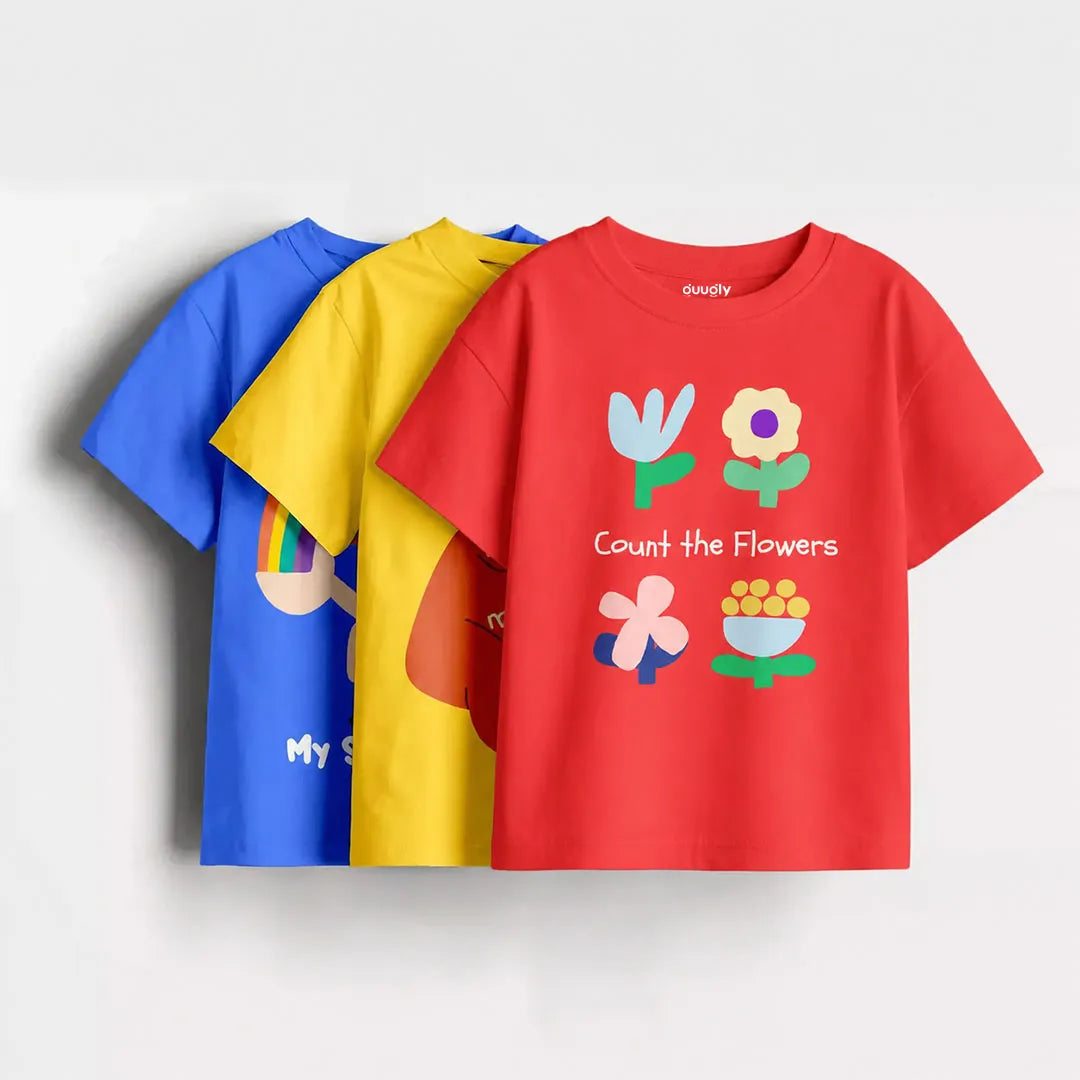Girls-Pack Of 3 Minisoft Cotton Tees