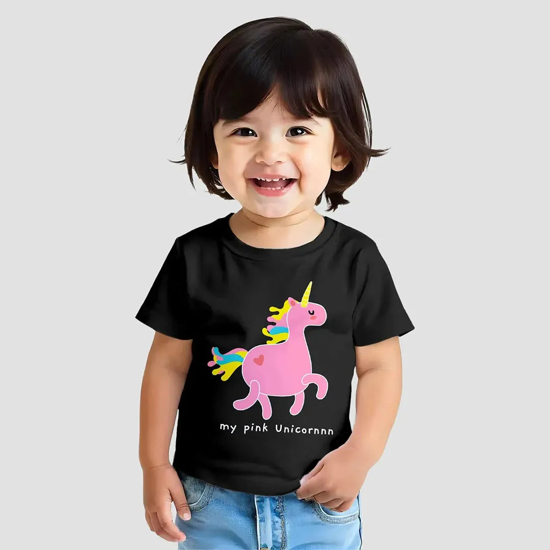 MiniSoft Cotton Tee – Pink Unicorn