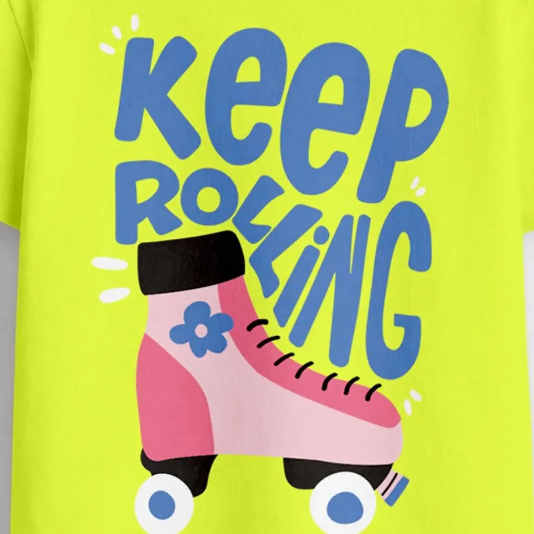 MiniSoft Cotton Tee –  Keep Rolling  Neon