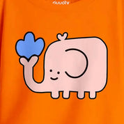 Girls Orange MiniSoft Cotton Crop Top – Cute Elephant