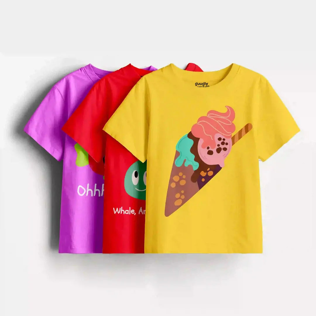 Girls-Pack Of 3 Minisoft Cotton Tees