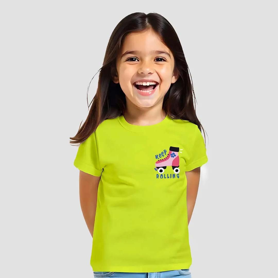 MiniSoft Cotton Tee –  Keep Rolling  Neon