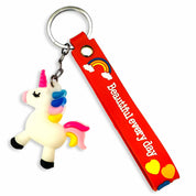 Kids Happy Unicorn Keychain Red