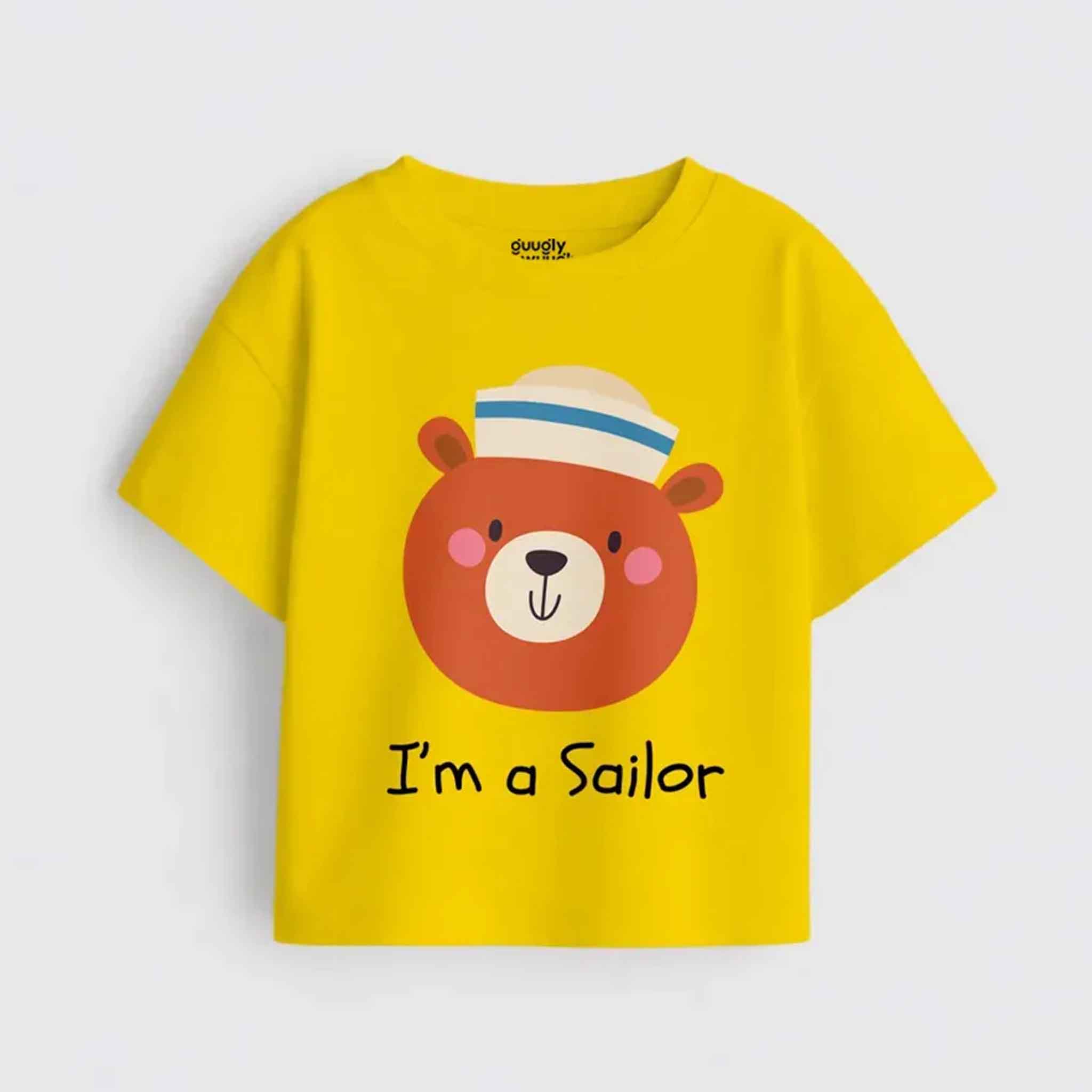 I'm A Sailor printed soft cotton t-shirt for toddler boys 1-4 years | Guugly Wuugly