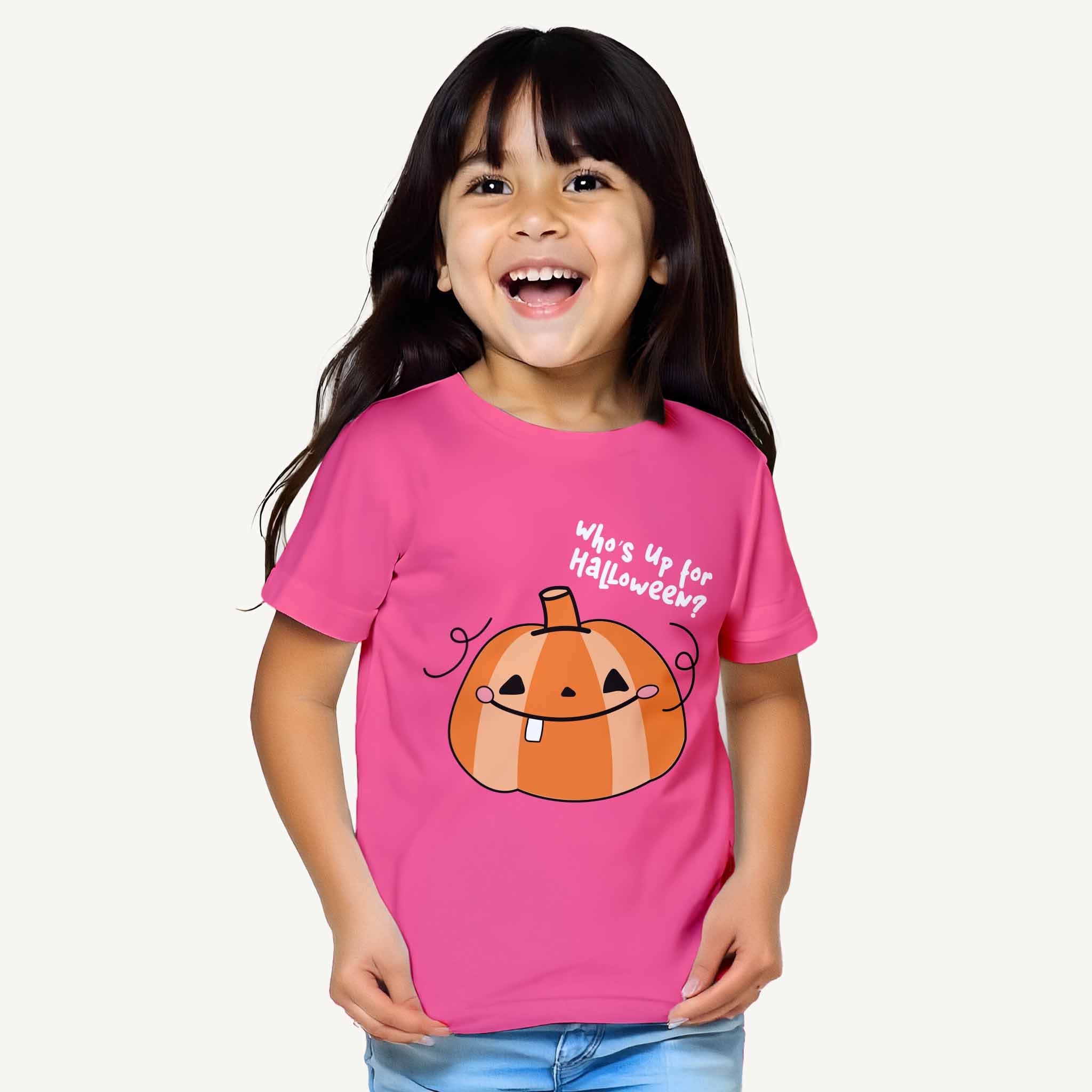 Girls Pink Halloween Pumpkin T-shirt