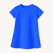 Girls Solid Classic Blue A Line Dress