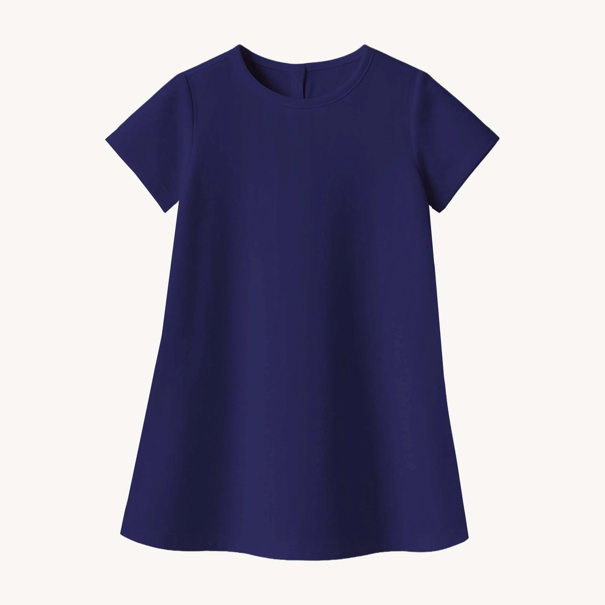 Girls Solid Navy Blue A Line Dress